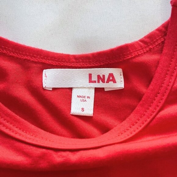 LNA RED CAP SLEEVE STRETCH JERSEY BODYCON DRESS - S - Picture 7 of 8